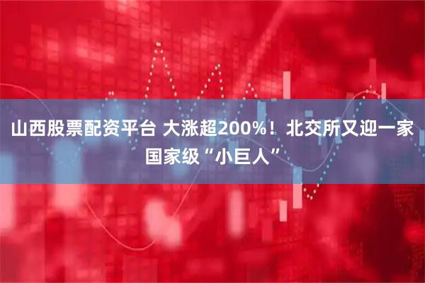 山西股票配资平台 大涨超200%！北交所又迎一家国家级“小巨人”